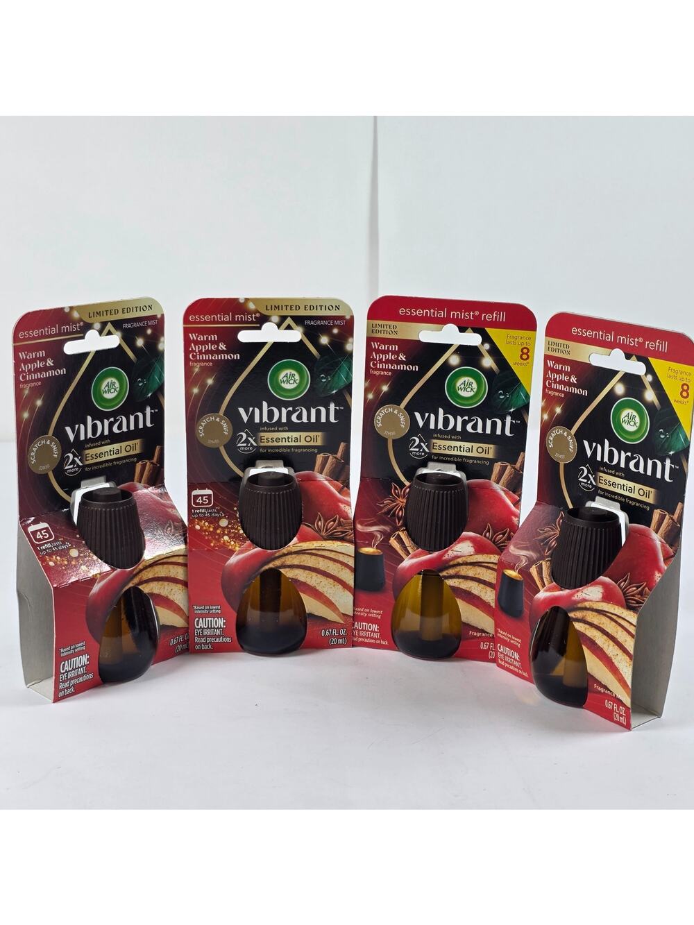 Air Wick Vibrant Essential Mist Refill Warm Apple Cinnamon Lot of 4 Limited